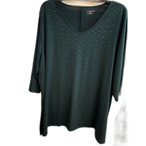 Catherine's 2X blouse V-Neck tiny sequins on front. NWOT Adjustable sleeves
